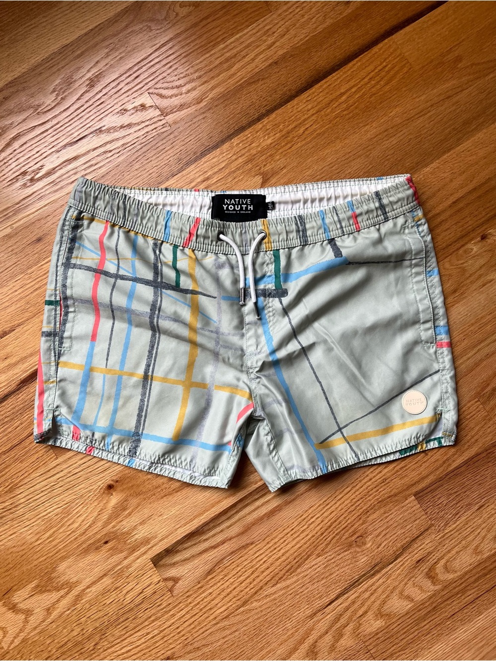 NATIVE YOUTH Sage Plaid Accent Swim Trunks